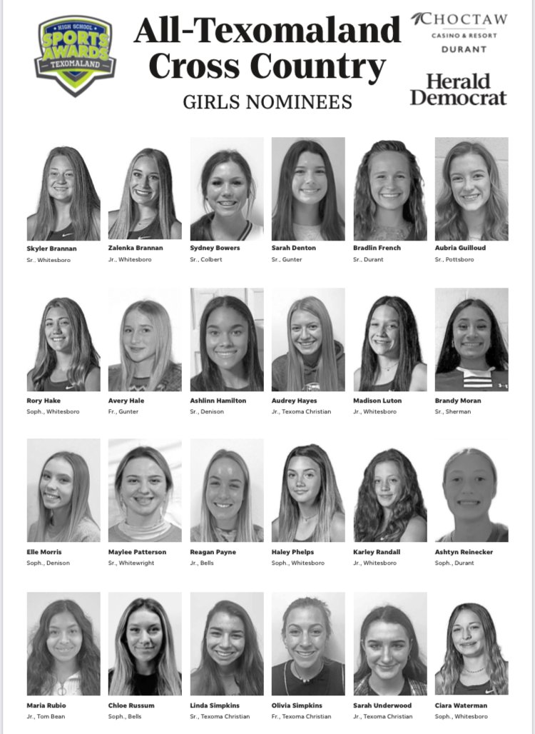 JasonDellaRosa's tweet photo. The 2021 All-Texomaland Girls Cross-Country Team https://t.co/q2TgKMXC8O