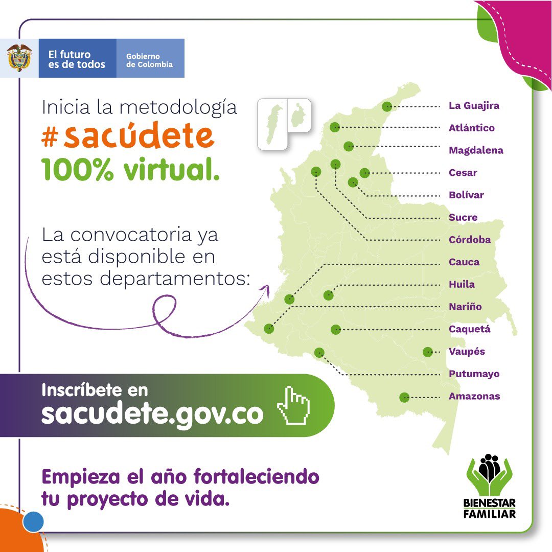 linaarbelaez's tweet photo. Hoy desde #SantaMarta anunciamos la apertura, en 14 departamentos del país 🇨🇴, de la convocatoria #Sacúdete💯% virtual.
🗣️Si tienes entre 14 y 28 años, esta oportunidad es para ti. Entérate cómo participar en https://t.co/iHiv41BWRE https://t.co/X9RQXoqMpW