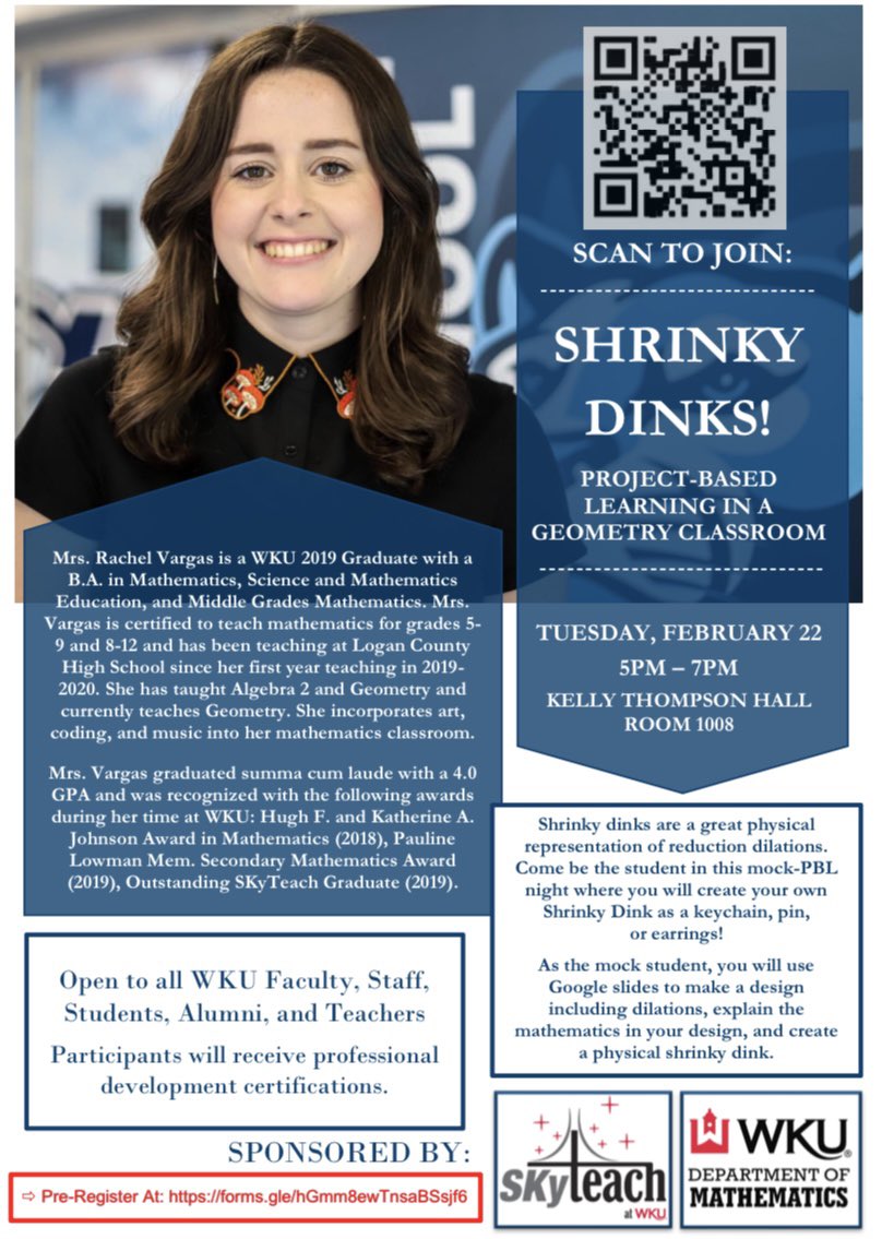 skyteach_wku's tweet image. Be sure to add this PD to your calendar! Join the talented Mrs. Vargas for her Shrinky Dinks presentation! Register at: forms.gle/hGmm8ewTnsaBSs… @skyteach_wku @WKUCEBS @WKUSTE @WkuOgden @WKUMath @WKUMathClub @Docmarmar