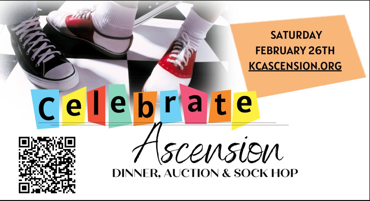 kcascension's tweet photo. Still deciding what to donate to the Celebrate Ascension auction? Scan the QR code below for our Amazon wish list of auction items that are needed. Tickets are $95 in advance through February 6th. Seats are limited. Go to https://t.co/i1TIZP4wph. https://t.co/Anz4ZsYN3F