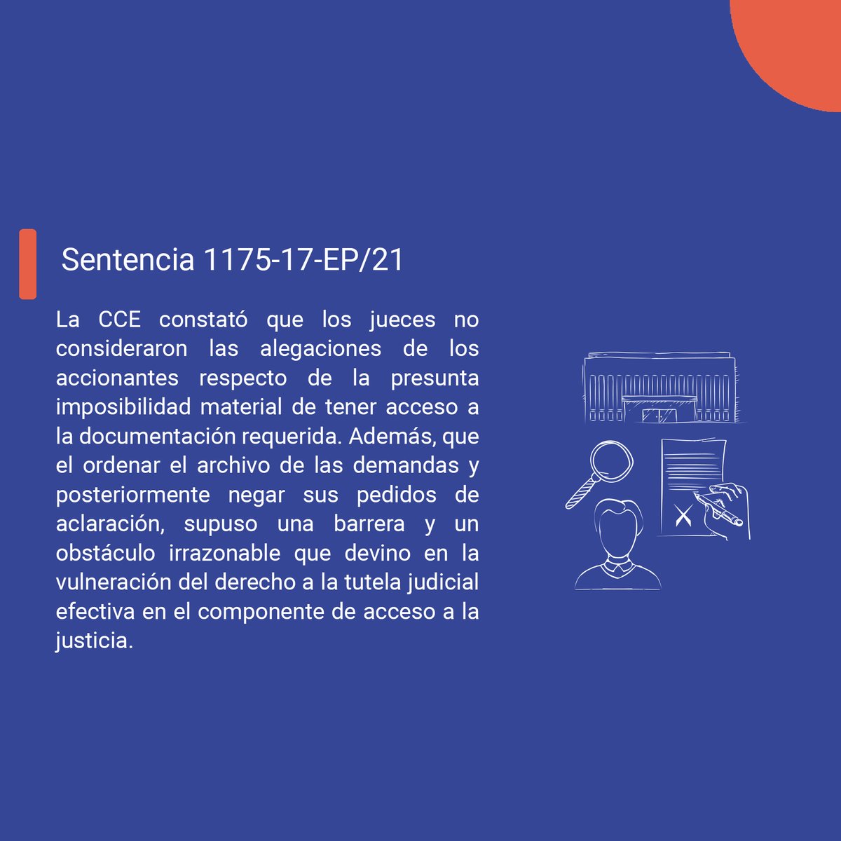 CorteConstEcu's tweet photo. #NovedadesJurisprudenciales | Obstáculos en el acceso a la justicia ante la imposibilidad material de entregar información solicitada en el proceso. 

📄Ver sentencia➡️ https://t.co/UcYV00NGxN https://t.co/YodMz6KVuq