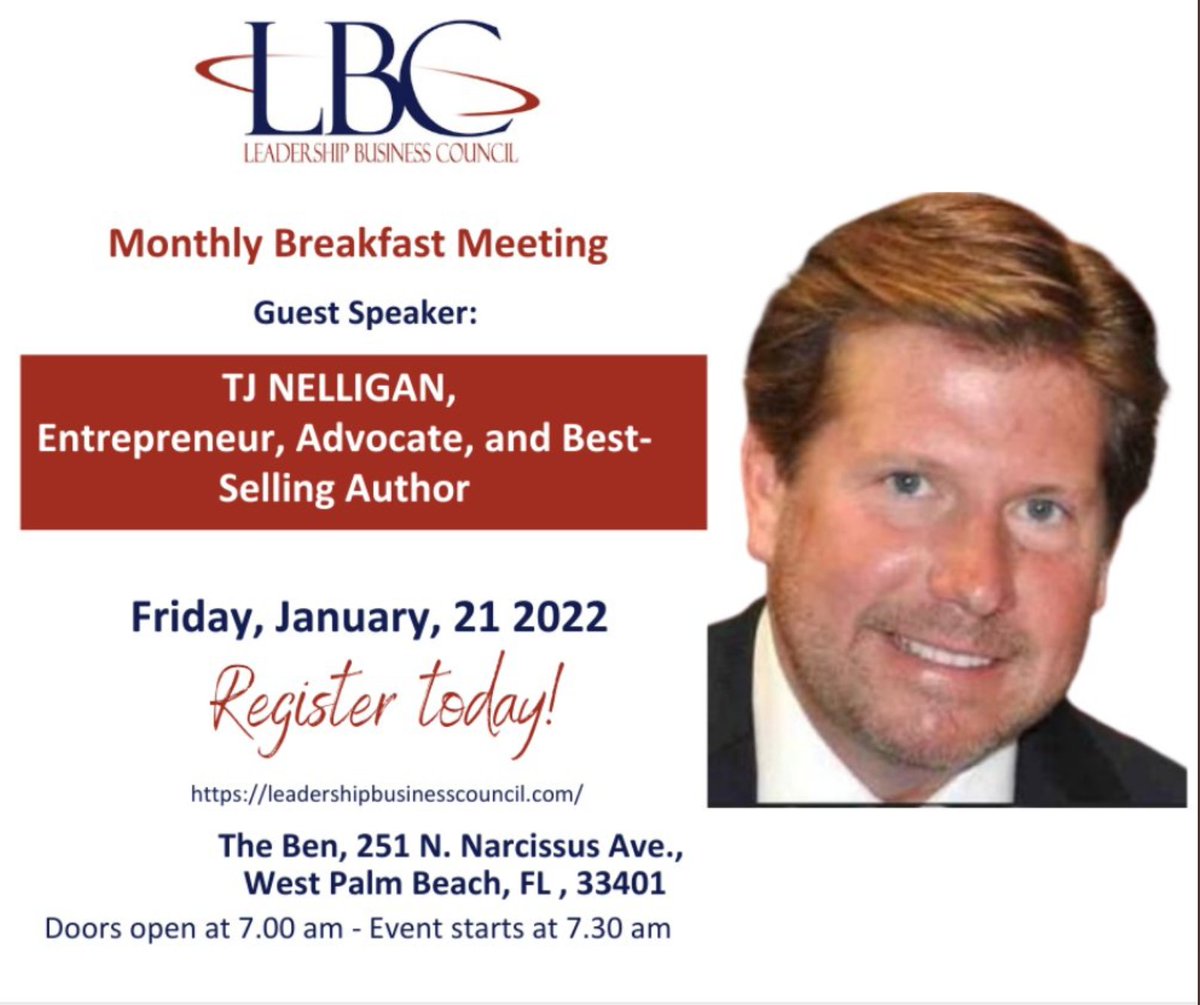 Just a few spots left for #LeadershipBusinessCouncil breakfast meeting where I have the privilege to share the life lessons learned from my son Sean and how he made me a better businessman, advocate and person. To register: tinyurl.com/bdhza5bj #LiveLikeSean
