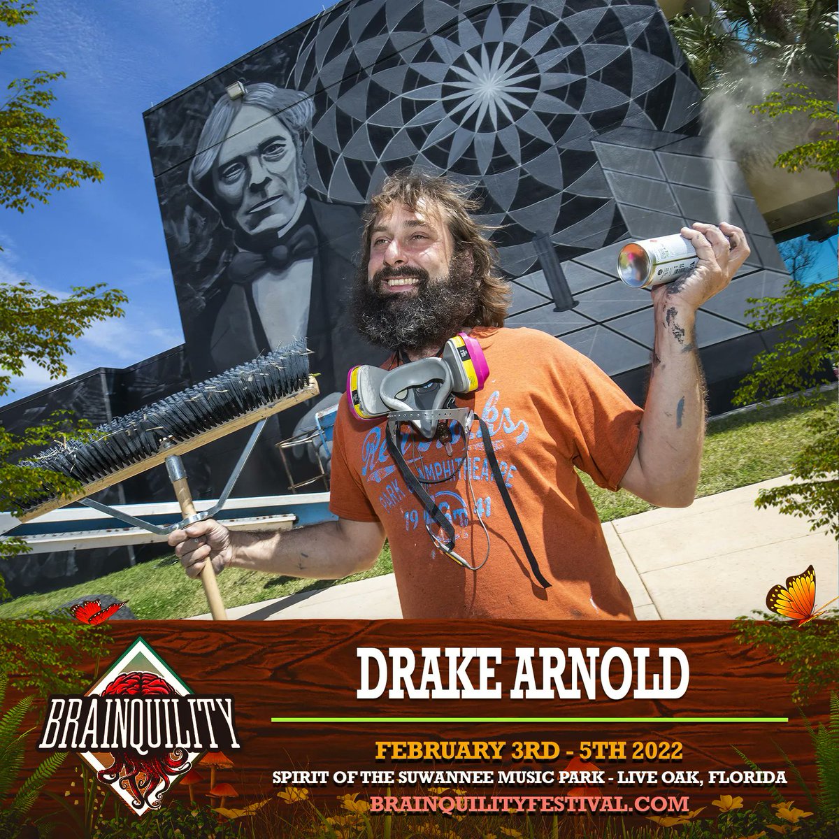 DrakeArnoldArt's tweet photo. I'm head to paint a mural at Brainquility in a few weeks. I always love the beautiful conversations, the savage wookery, dancing my ass off and all the heady trades, lol. Looking forward to connecting with all you friends, old and new. Who else is gonna be out there in the woods? https://t.co/WNeOhXhZ4v