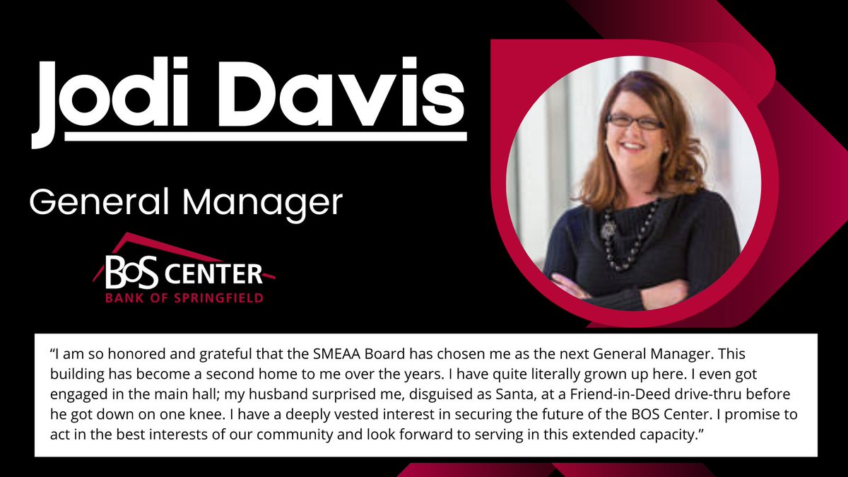 Meet our new General Manager, Jodi Davis. Jodi has been with the building for over 28 years and we could not be more excited to see her take on this role. Find out more about Jodi here-> theboscenter.com/post/smeaa-boa…