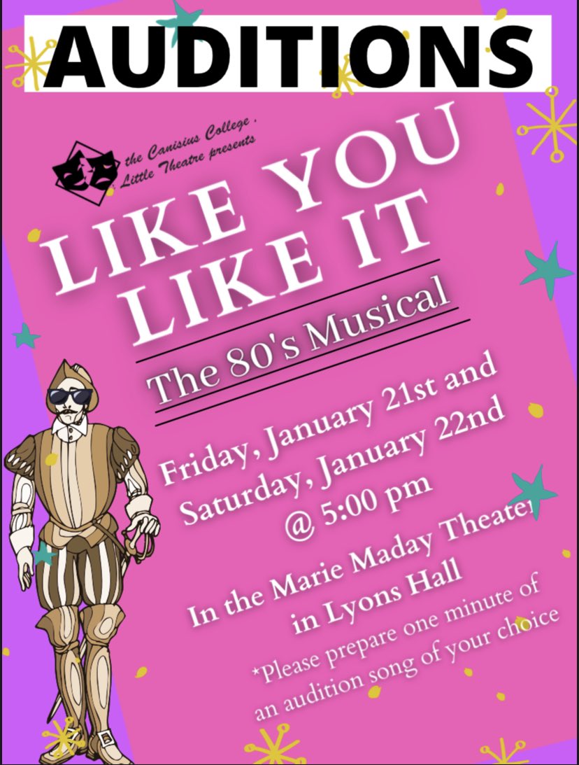 CCLT's tweet image. Be sure to make it out to auditions for “Like You Like It” this Friday or Saturday at 5pm!