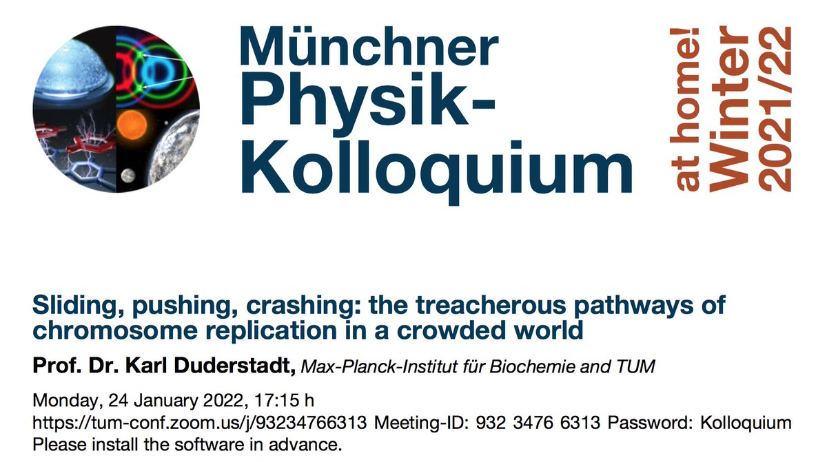 LipfertLab's tweet photo. Join us for Monday's physics colloquium (jointly organized by @TU_Muenchen and @LMU_Muenchen): Looking forward to hosting @kduder from the @MPI_Biochem https://t.co/V7actR7kSc