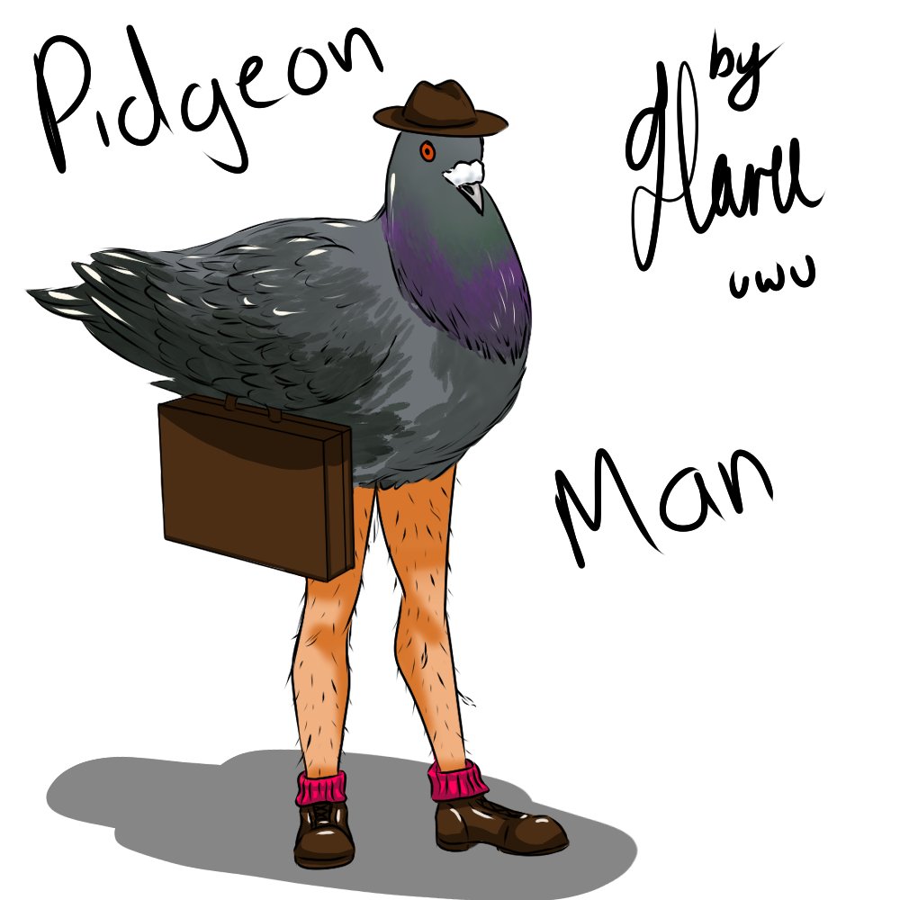 HaruMiyachichi's tweet photo. Pidgeon Man from stream uwu About to play some Ori since it's done, so feel free to join🌸
#VTuber #VTuberEN #MystLive #digitalart #DigitalArtist #creatuanuary2022 #artchallenge2022 #pidgeonman #pidgeon #businessman #business https://t.co/CfXLRP5rAl