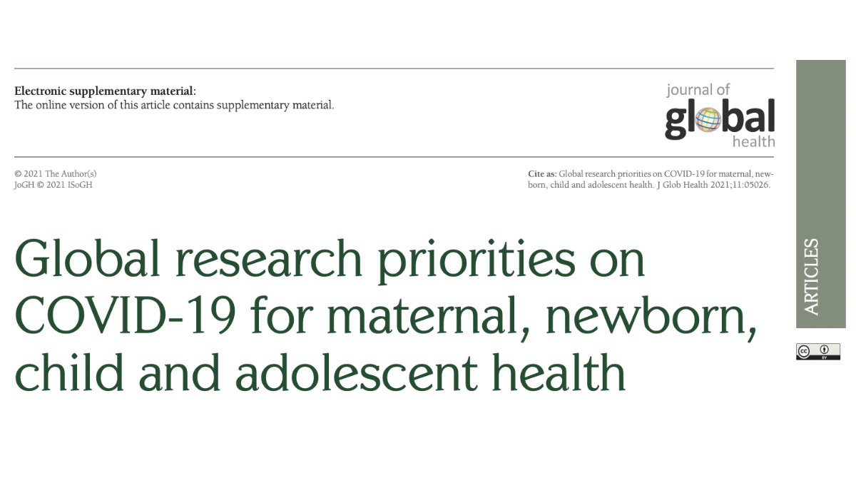 A <a href="/WHO/">World Health Organization (WHO)</a>-led COVID-19 research prioritization group identified and ranked research questions on #COVID19 and maternal, newborn, child and adolescent health to help mitigate direct and indirect effects of the #pandemic. 

Read the list here:  jogh.org/wp-content/upl… via <a href="/JGLOBHEALTH/">JGLOBHEALTH</a>