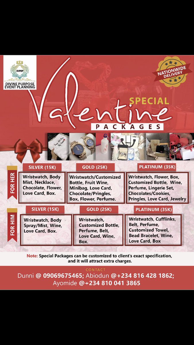 FOluwadunni's tweet photo. My Darlings,DiPEP Special Valentine Packages for you and yours๐คโค๏ธ.....Kindly Patronize your Girl๐๐พ๐ค๐ #ValPackage #ValisComing #Babes #Lovers๐ฏ https://t.co/xLbBBAghdA