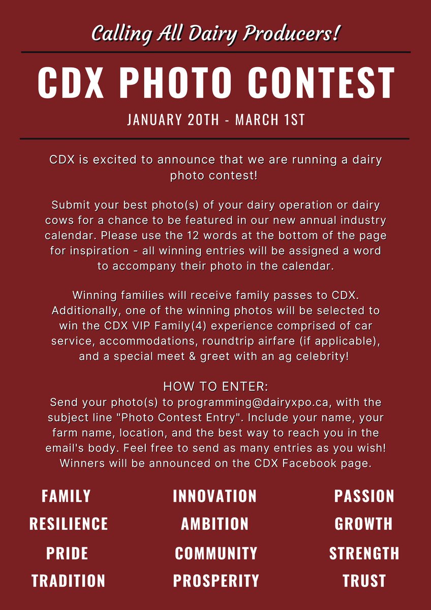 CALLING ALL DAIRY PRODUCERS: CDX is running a photo contest and we want to see your best photos of your dairy operation or dairy cows! 

See below for contest details/how to enter and example photos. Contest will close March 1st.