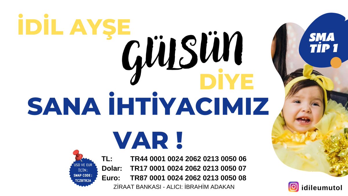 ybsgucu's tweet photo. SMA Tip 1 hastası İdil'e umut olur musun? #İdileUmutOl https://t.co/KFECtDiB0z