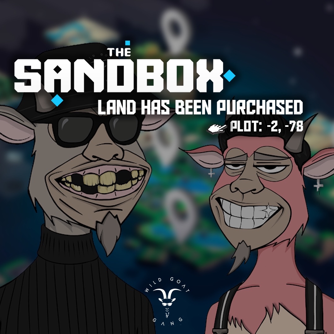 We are excited to announce that we just purchased our first piece of land in <a href="/Sandbox/">Sandbox</a>! 🌐🚀

If you're ever wondering where the GOATs hang out...

"We're right by <a href="/SnoopDogg/">Snoop Dogg</a>." 🚬🏠

#GOATGANG