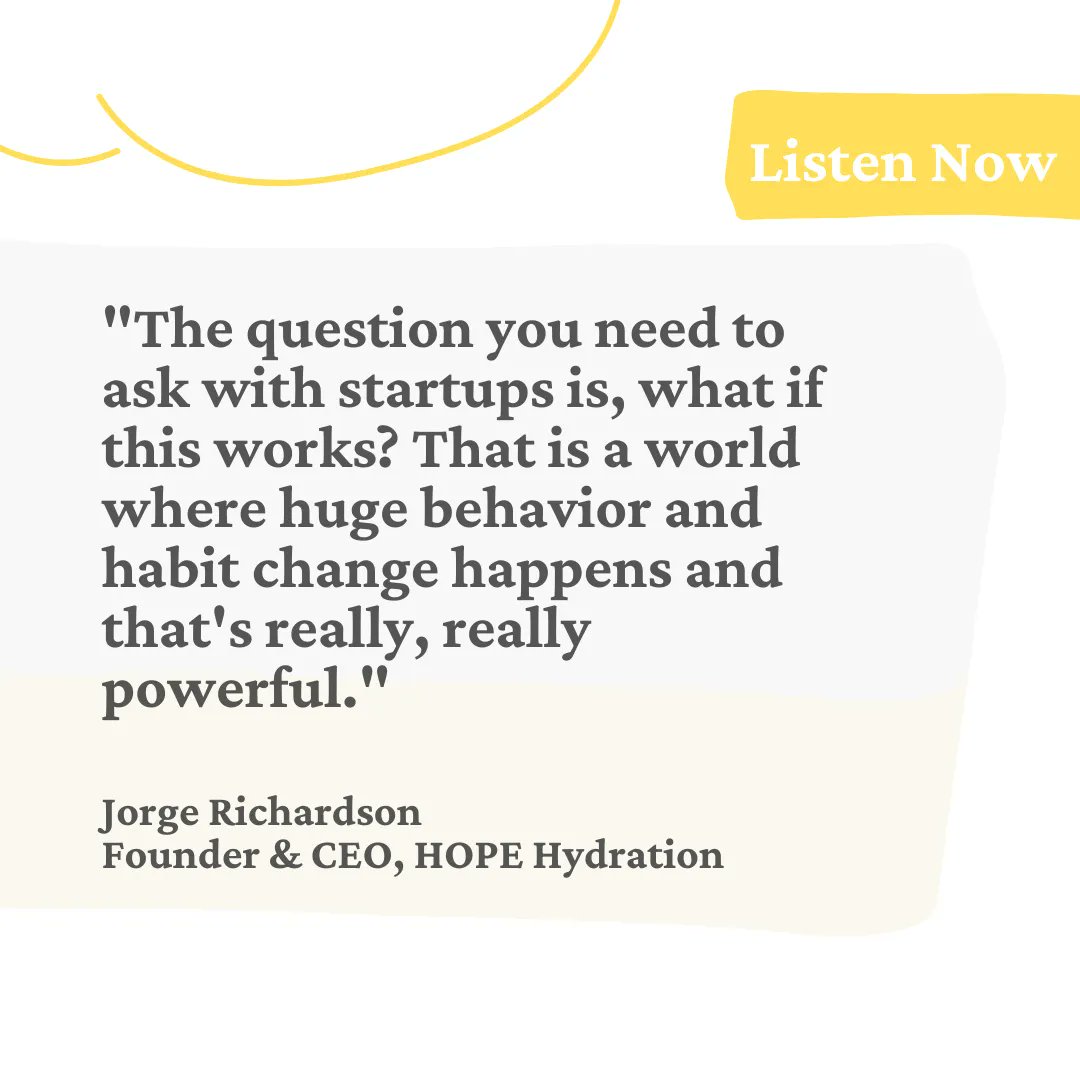 Some inspiration for the aspiring green tech entrepreneurs out there from this week's guest, Jorge Richardson, of <a href="/hopehydration/">HOPE Hydration 💧</a>. Instead of thinking about all the reasons your idea might not work, think about what will happen if it does and how you could impact the planet.
