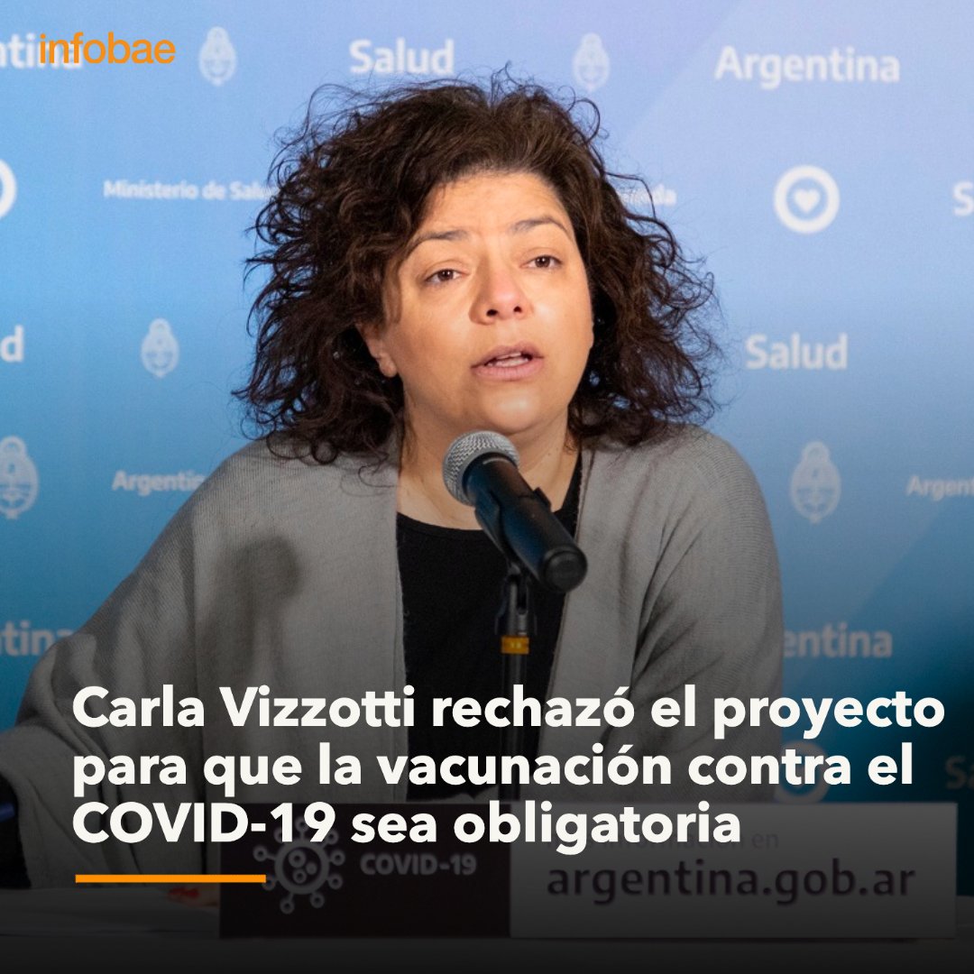 Carla Vizzotti rechazó el proyecto para que la vacunación contra el COVID-19 sea obligatoria: “No es el momento” infob.ae/3u0mE15