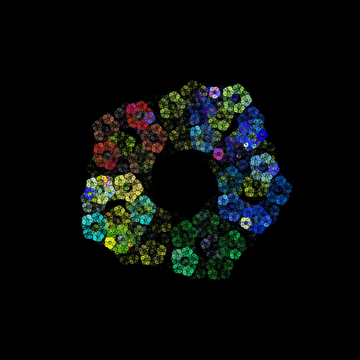 The shapes that come out of fractal geometry look like nature. We can encode complex natural shapes using simple mathematical rules using fractal geometry. In an ongoing feedback loop, complexity emerges through multiple iterations.
opensea.io/assets/0x495f9…