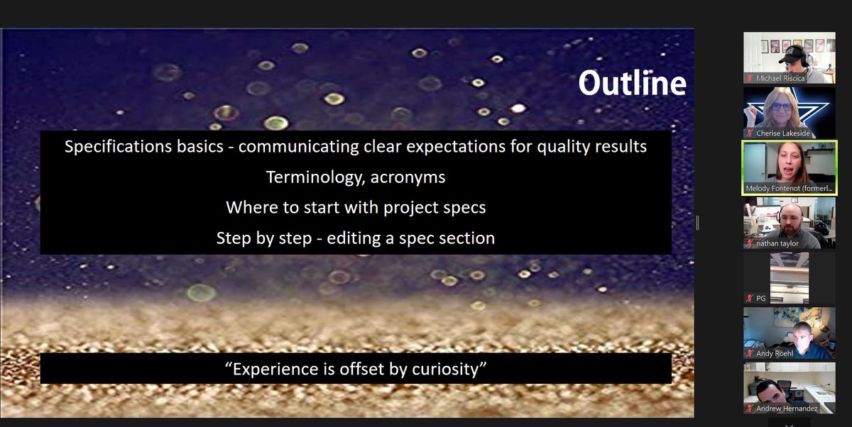 Sitting in on <a href="/melodiusprime/">Melody Fontenot</a> Specs presentation for <a href="/YoungArchitxPDX/">Michael Riscica AIA</a> Winter Conference '22! Melody is amazing! #CSIKraken
