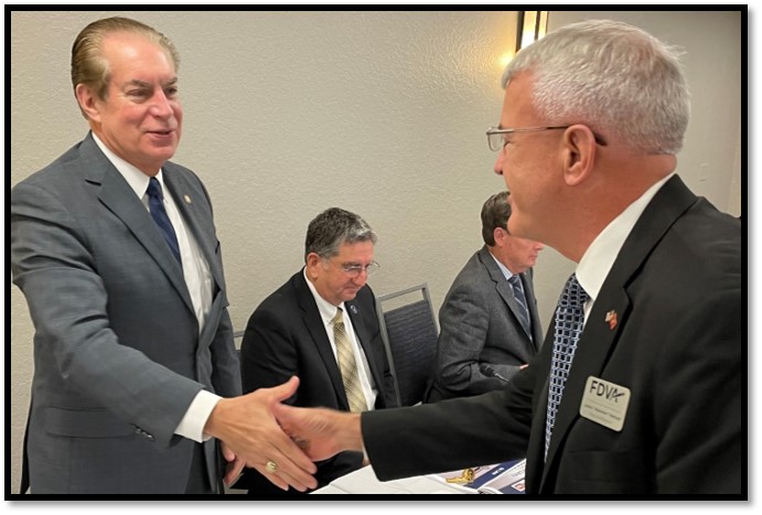 FLVetsAffairs's tweet photo. Kudos to @EnterpriseFL's Florida Defense Support Task Force, chaired by @SenTomWright, for hosting us today. FDVA Executive Director James S. "Hammer" Hartsell led a discussion of veteran-related issues, then saluted task force board members on their 100th meeting. #FLVets🇺🇸 https://t.co/jyD47Gteko