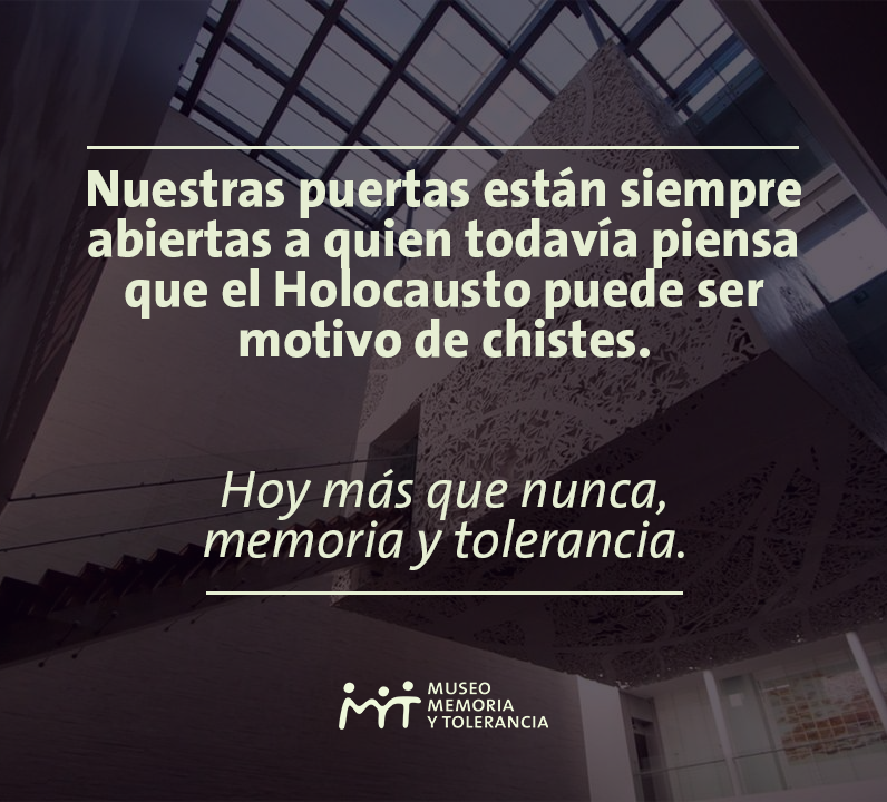 Las palabras importan tanto como las acciones. Extendemos una cordial invitación a la profesora del <a href="/CESSAMX/">CESSA Universidad</a> para que nos visite y conozca la dolorosa dimensión histórica del Holocausto, que hace inadmisible que se banalice tanto sufrimiento humano.

#HoyMásQueNuncaMyT