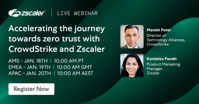 Ruffner007's tweet photo. Join Manish Patel of CrowdStrike and Kanishka K. Pandit of Zscaler for a deep-dive on simplifying the adoption of #zerotrust and how to deploy a holistic solution for a successful zero trust transformation. Register here: https://t.co/J1ljAbEq26 https://t.co/mPnFfx2S2n https://t.co/qi3zGfBA0E