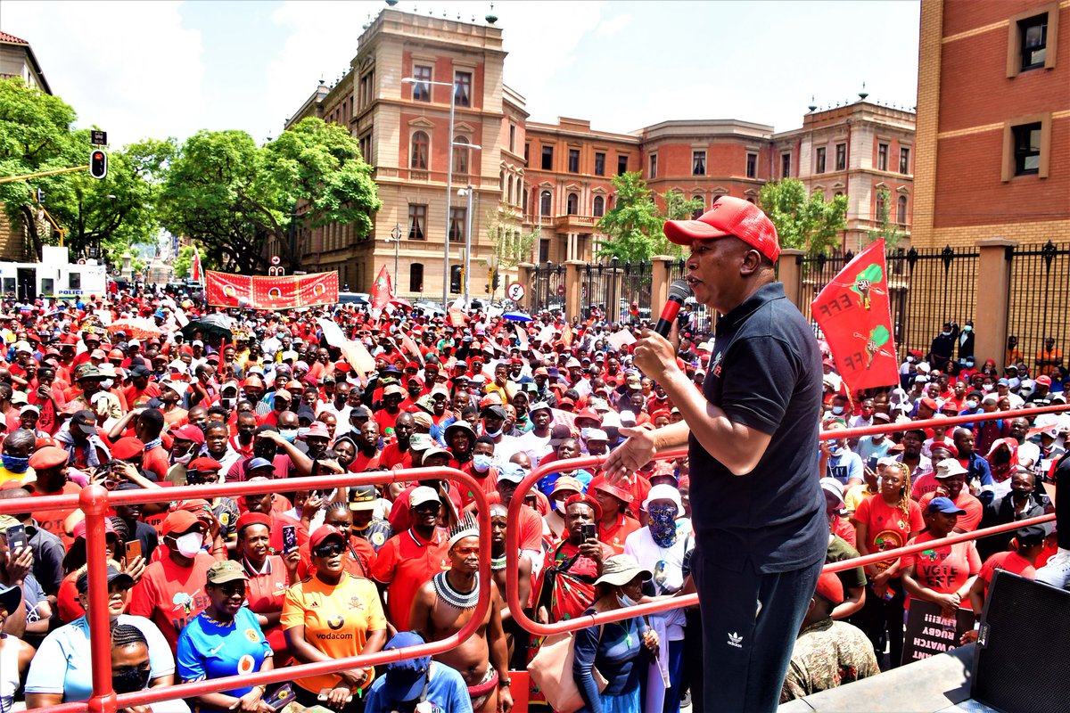 EFF_Capricorn's tweet photo. [IN CASE YOU MISSED IT]: CIC @Julius_S_Malema says none of the people who work in stadiums should lose their jobs because they did nothing wrong. It is Ramaphosa's government that handled Covid-19 badly. #EFFSPortsArtsAndCulturePicket https://t.co/9O6q0MrxrR