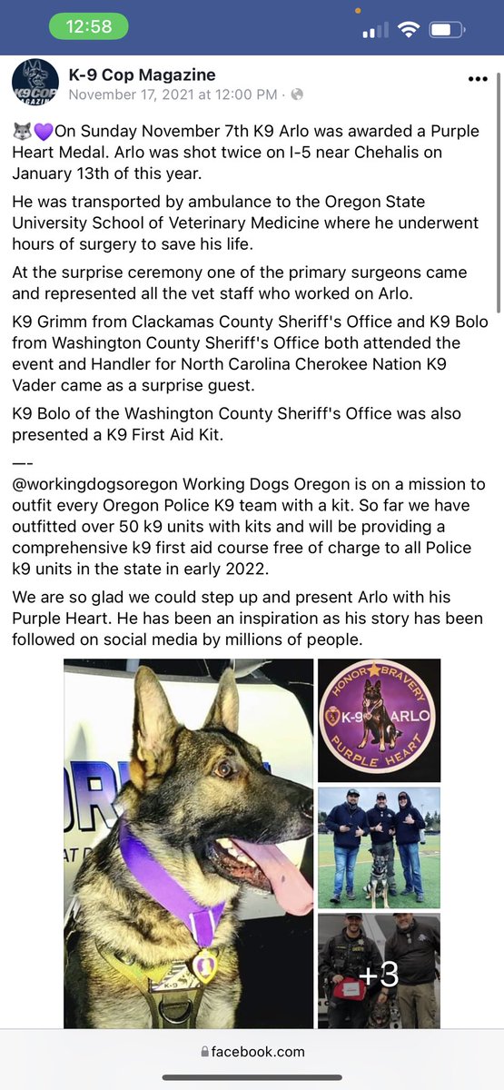 RT!!! Let’s beat our record of 195 retweets!

Last year Arlo was awarded the Purple Heart! It was well deserved and it was an honor being there. Pretty cool <a href="/k9copmagazine/">K-9 Cop Magazine</a> did a little article on it!