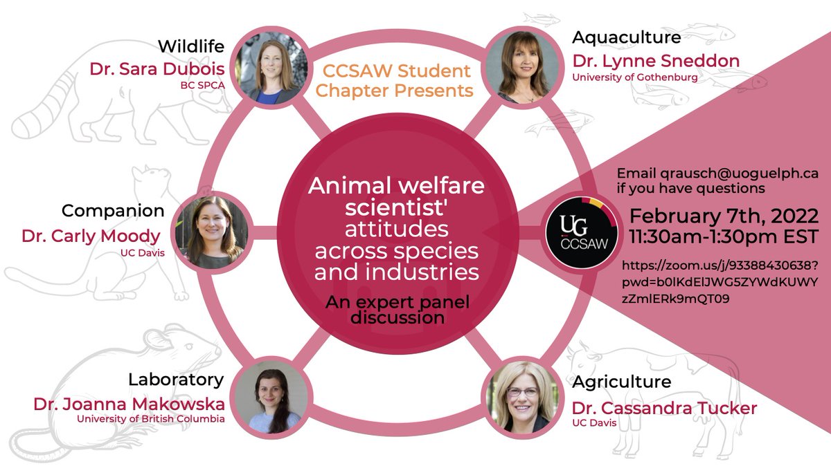 Ever wondered why some animal sectors think a bit of pain is acceptable, but others find it abhorrent? 🤔

That &amp; other puzzles will be discussed on Feb 7th at 11:30am EST, at this intriguing panel organized by our Student Chapter!

Join us on Zoom: zoom.us/j/93388430638?…