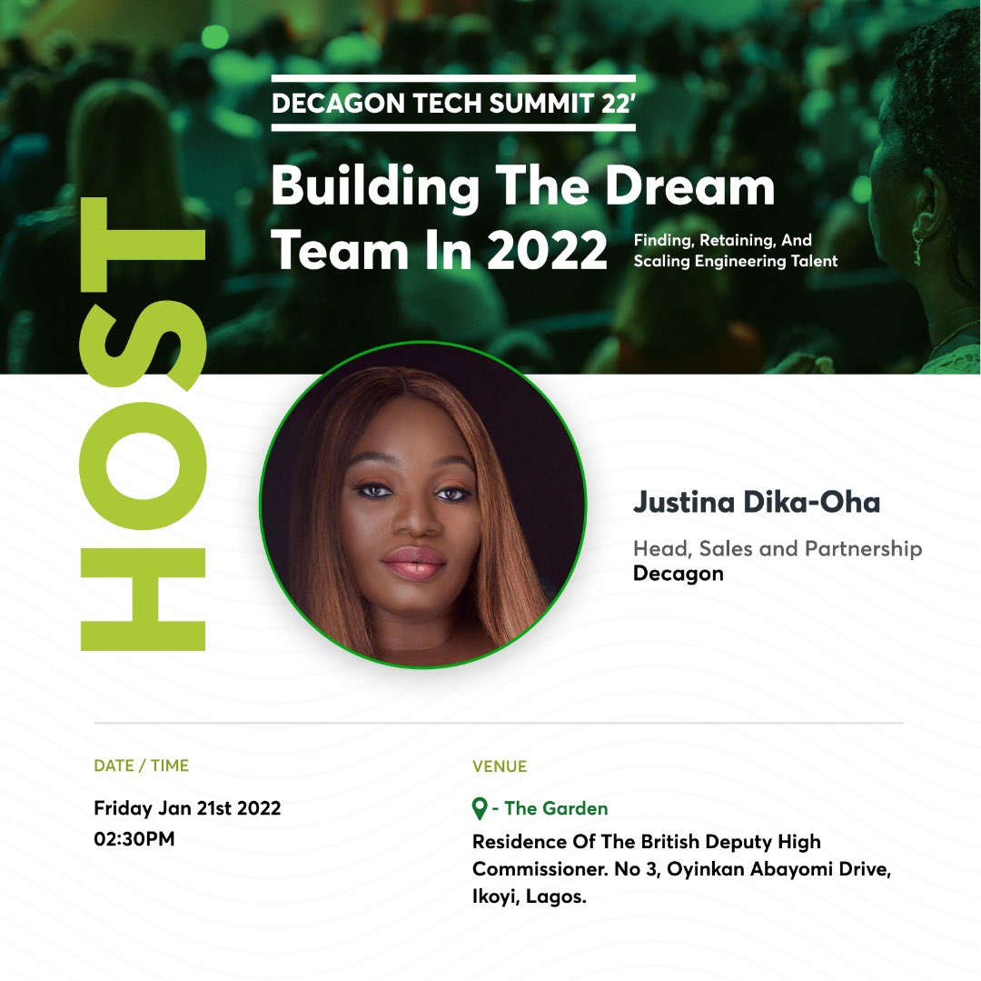 DecagonIns's tweet photo. Say hello to Justina Dika-Oha, Head, Sales and Partnership at @DecagonIns, who will be hosting the #DecagonTechSummit22 event. https://t.co/6M1bHjSlN1