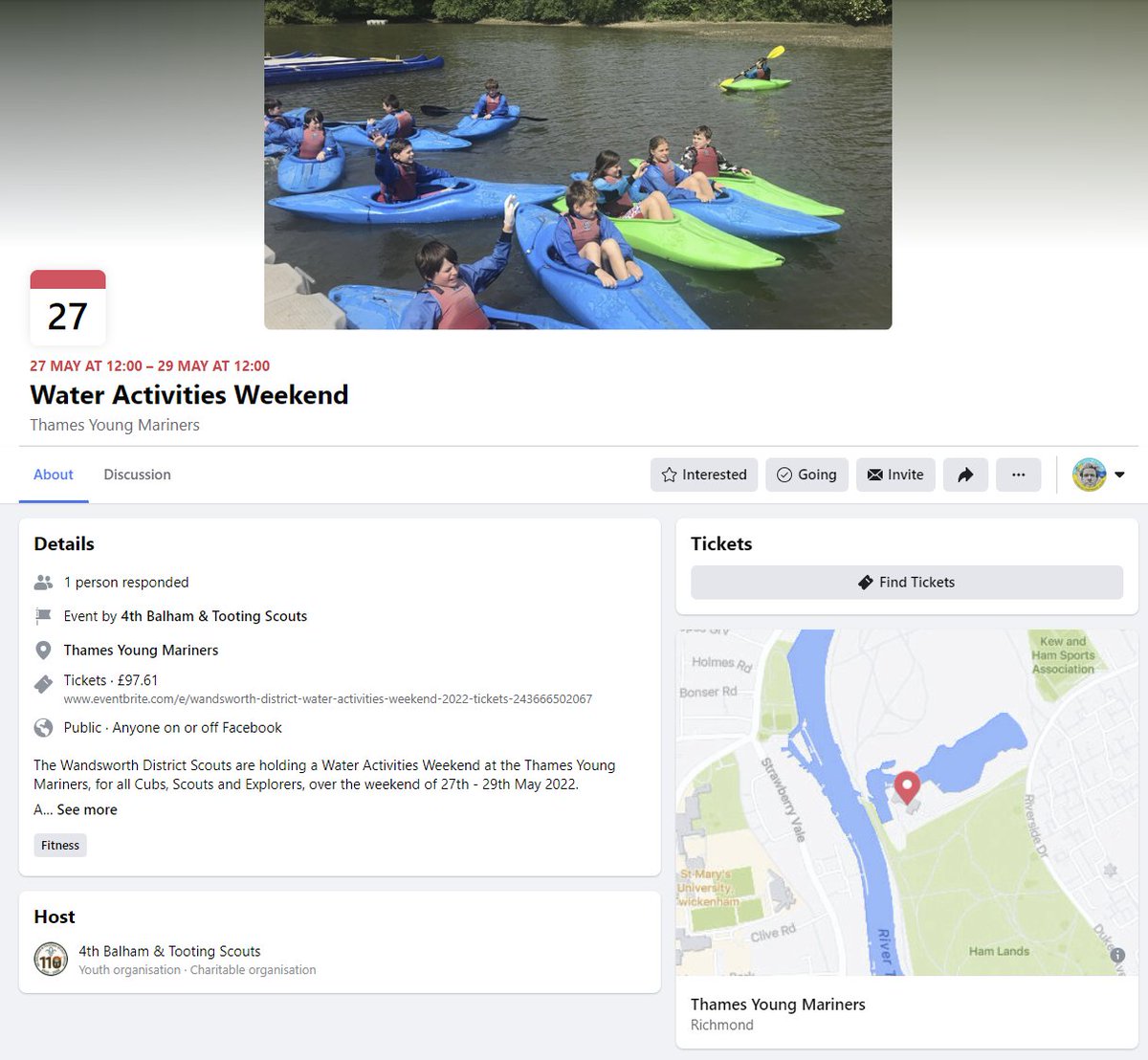 Water Activities Weekend (27/5-29/5) created in Facebook: facebook.com/events/3403168…