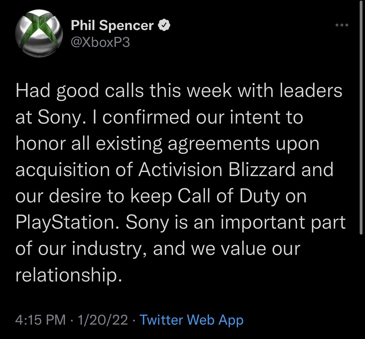 ModernWarzone on X: Phil Spencer (Head of Xbox) has clarified that the  desire for Microsoft is to keep Call of Duty games on PlayStation. 🙌   / X