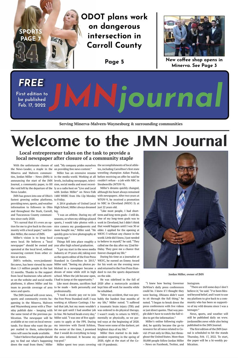 J_MillerTV's tweet image. I’m happy to introduce to you: The JMN Journal!

With the unfortunate closure of the News-Leader, I felt compelled to provide a resource to continue providing local, rural communities with coverage of community events, sports and news.