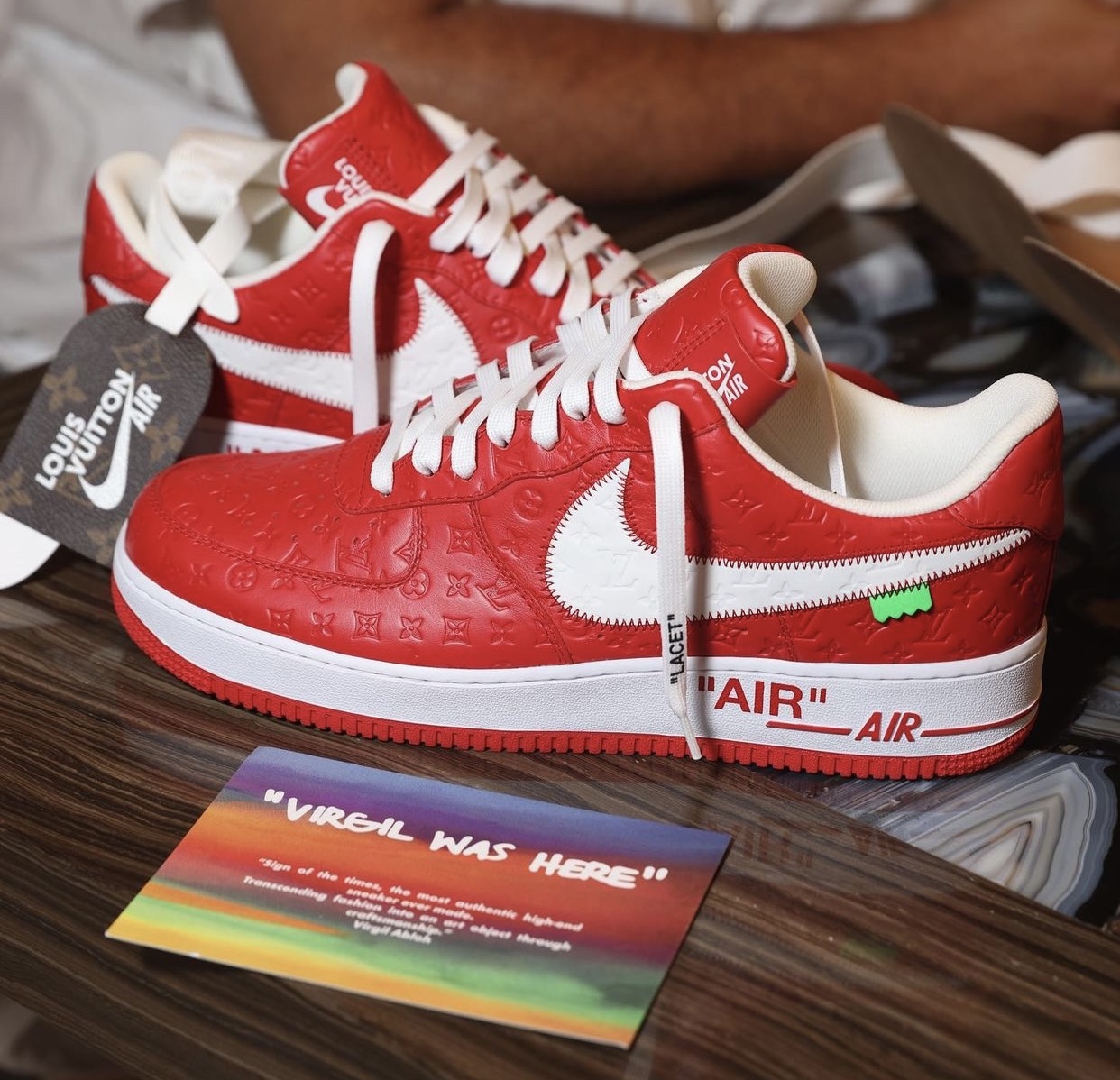 DJ Khaled Shows Early Pair of Red LV Nike AF1s