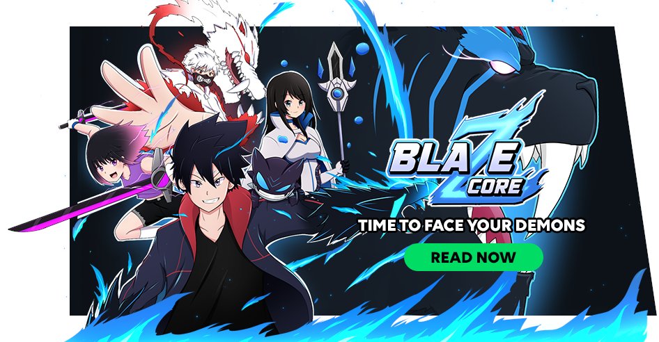 That’s not his pet cat… 🐈 
It’s a demon trying to kill him! 😈

Looking for some action? <a href="/XcelonArt/">Xcelon</a>'s got your next fantasy action read on #WEBTOONCANVAS. 

Blaze Core ➡️ bit.ly/3H0rIG0