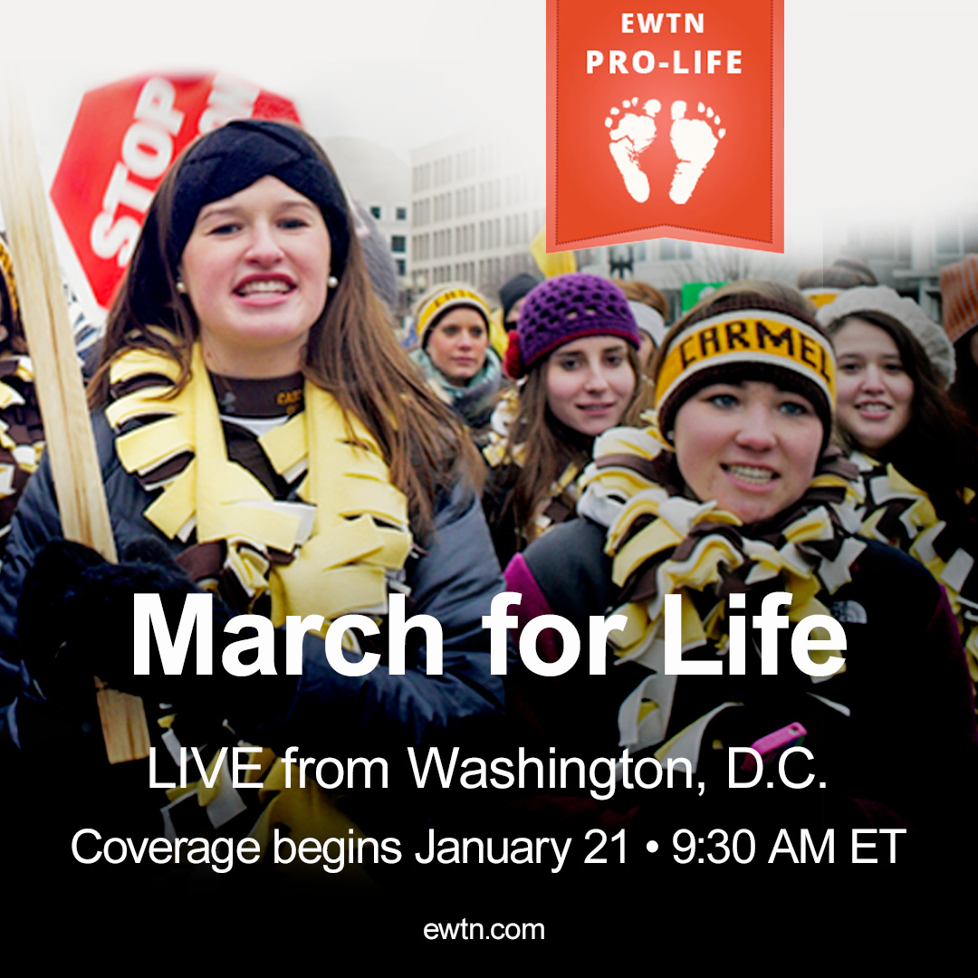 EWTN's tweet photo. Don't miss LIVE coverage of the March for Life - starting at 9:30 a.m. ET, Friday, Jan. 21!

Tell us here why you're #prolife and what you're doing to build a #cultureoflife

https://t.co/ox7j3QstzJ

#EWTN #Catholic #WhyWeMarch #MarchforLife https://t.co/V1PQThldxj