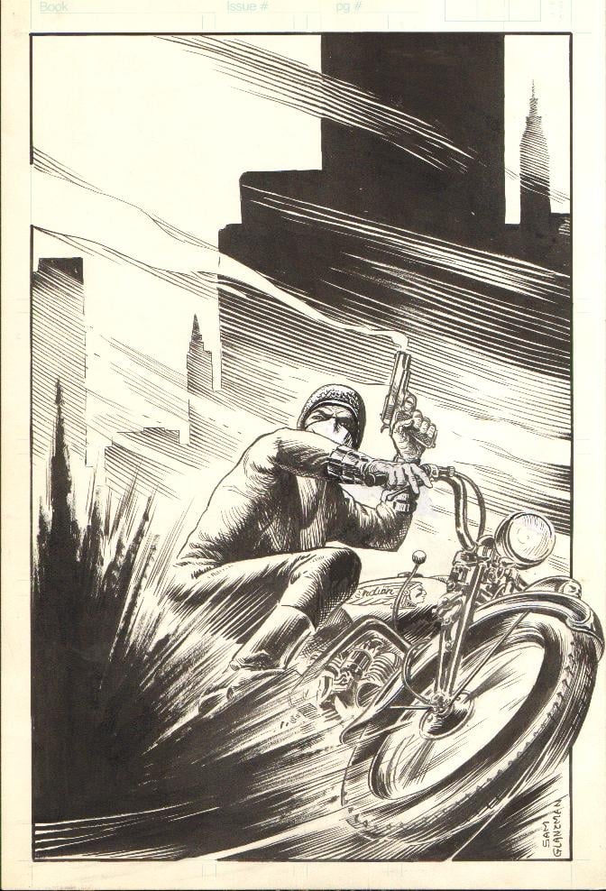 SamGlanzman's tweet photo. G-8 and His Battle Aces/The Spider’s Web #1 Unused Cover Art, Blazing Comics, Would have been published in 1991 (black and white cover art by Sam Glanzman)

Thank you for visiting the Sam Glanzman Twitter.  Please consider backing the COMBAT collection: https://t.co/zPYPK6fB7U https://t.co/HNqaP0en2O