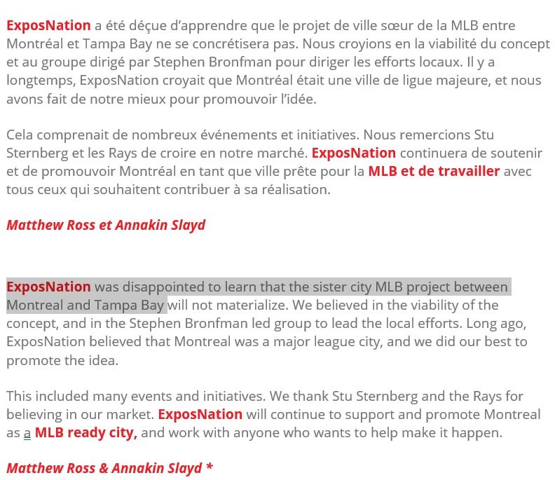 ExposNation's tweet image. Un message d'ExposNation 

A message from #ExposNation

#RaysUp #Expos #TampaBay #Montreal #MLB #polqc #polmtl