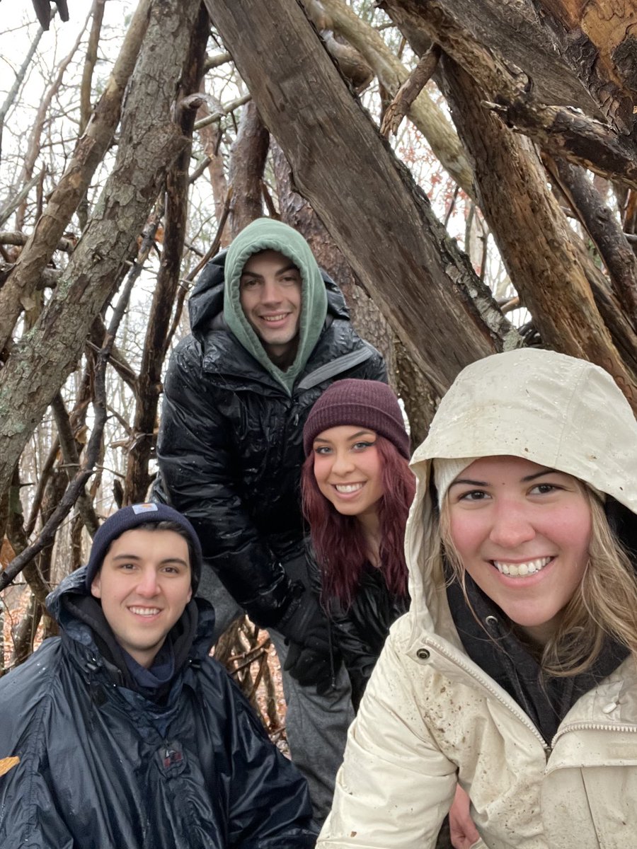kerry_barba's tweet photo. I had class outside in the rain today for the first time ever! We built a fort, which kept us (momentarily, somewhat) dry #COR4240 #ElonEd https://t.co/noyEzsCBre