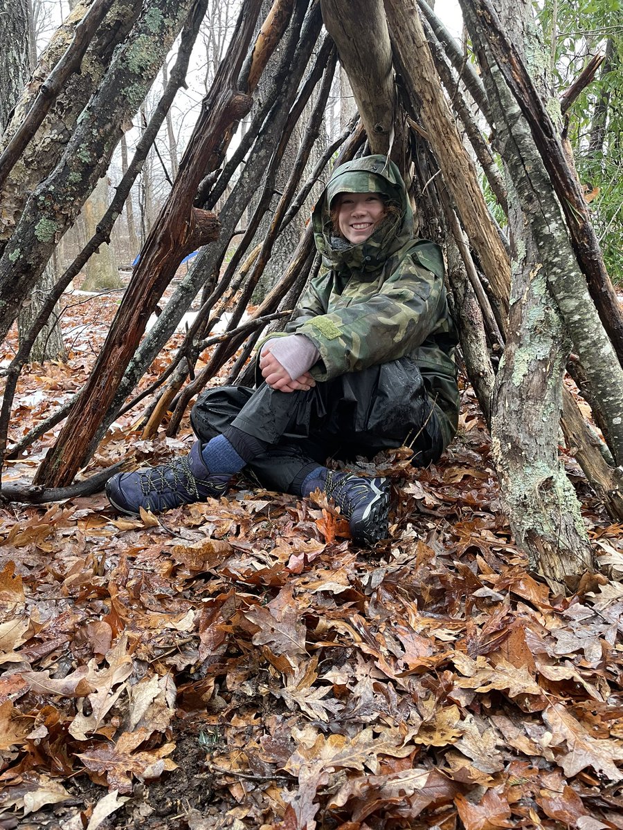 HaylieClark19's tweet photo. Got nice and dry under our shelter we built today! @KaylaLeslie13 #Cor4240 #ElonEd https://t.co/7nPes4T89w