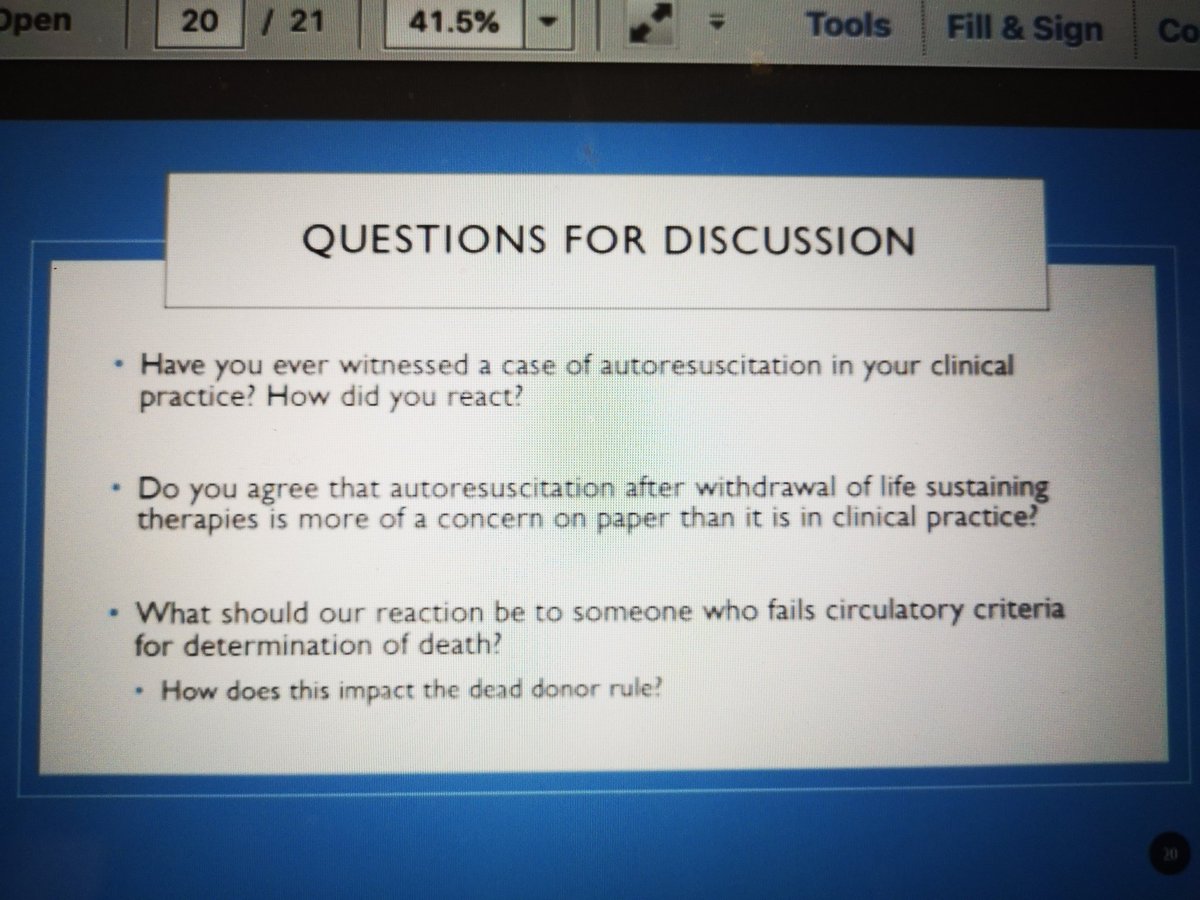 sonnydhanani's tweet photo. @amandavb4 presented on how healthcare workers and families perceive events of spontaneous resumption of cardiac activity near death #autoresucitation. Great discussion at #donationphysician network and coordinator network. @CanadasLifeline. Whats your answer to these questions? https://t.co/ec1DMjk9vL