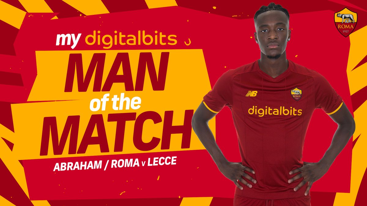 ASRomaEN's tweet image. 🟨 @DigitalBitsOrg 𝗠𝗢𝗧𝗠 🗳🟥
 
🔁 Retweet if Tammy Abraham was your #ASRoma Man of the Match against Lecce!