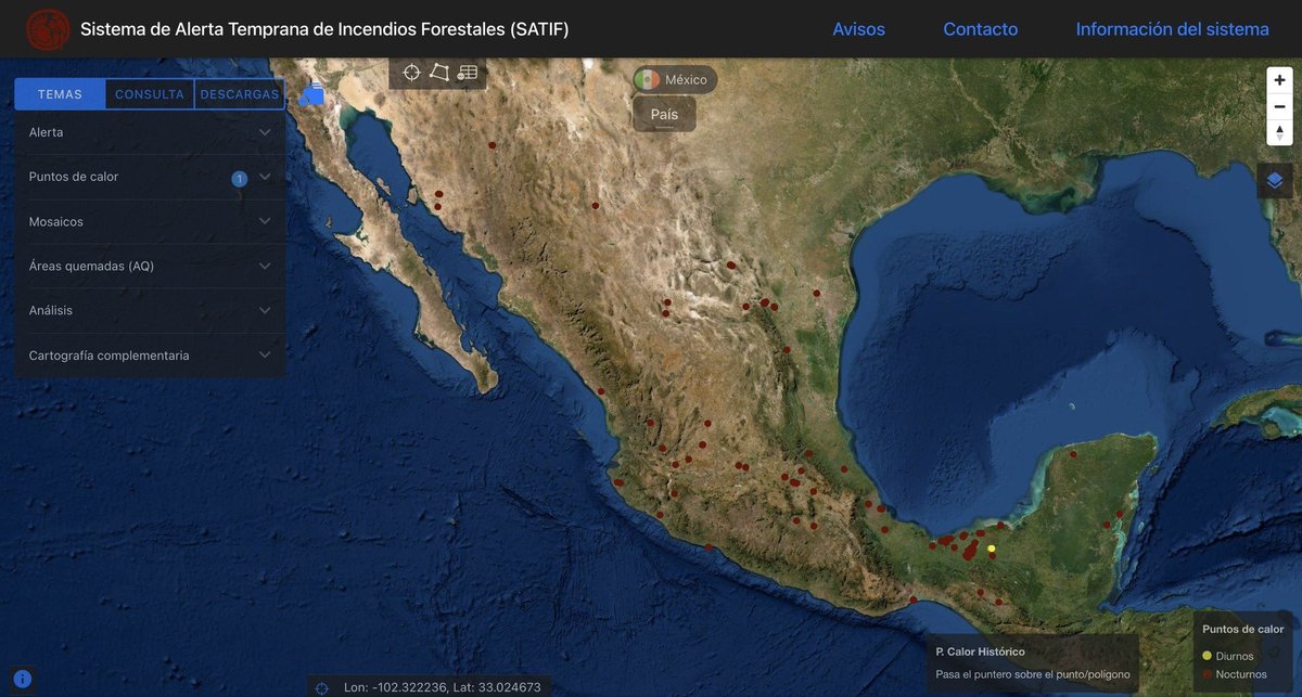 CONANP_mx's tweet photo. Conoce la nueva versión del sitio web del Sistema de Alerta Temprana de #IncendiosForestales para México y América Central #SATIF, de la @Conabio. 🔥 ⬇️

https://t.co/yx6I3DUa4n #SomosMedioAmbiente 🔥🌲🌊🌿🌎🇲🇽 https://t.co/j2NFl5LzAj