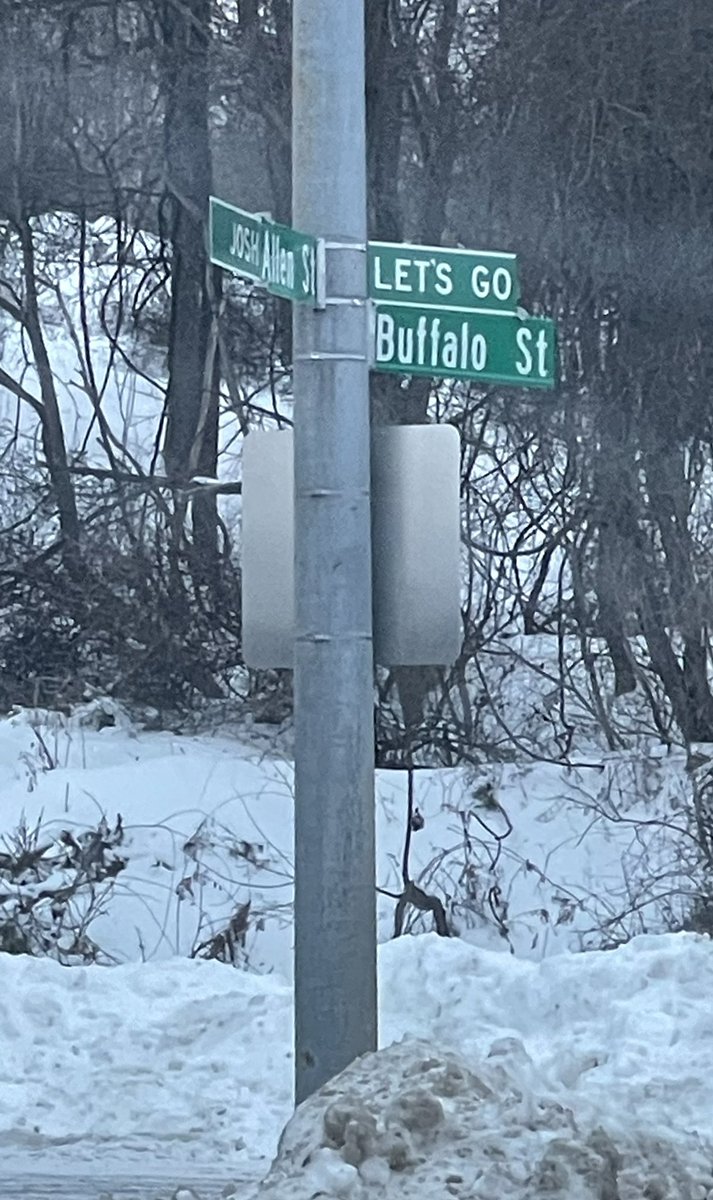 72Conti's tweet image. The corner of Buffalo Street and Allen Street in Jamestown has been modified. #GoBills #BillsMafia