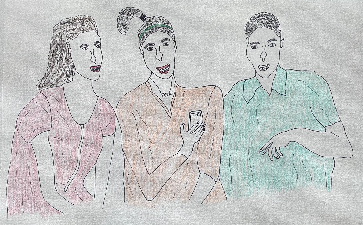 blackfagnorth's tweet photo. “Omg, look we made it into the drawings” (2022), part of the COVID drawings #famousnow #eatyourheartout #nomorefomo https://t.co/OBseJTcM04