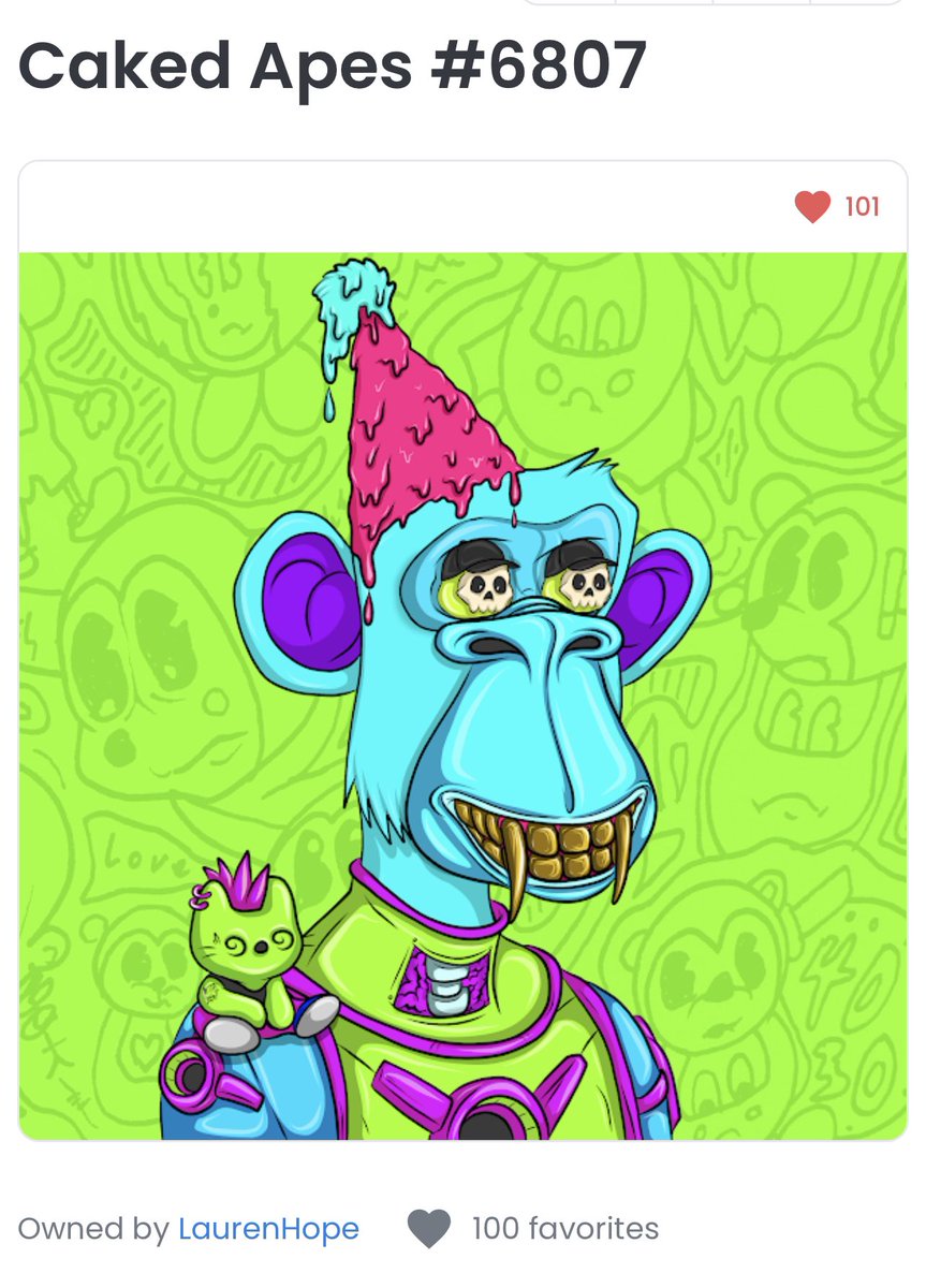 LaurenHope_'s tweet image. GOT MY FIRST @CakedApes  NFT 
What do yall think? #CAKEDAPES