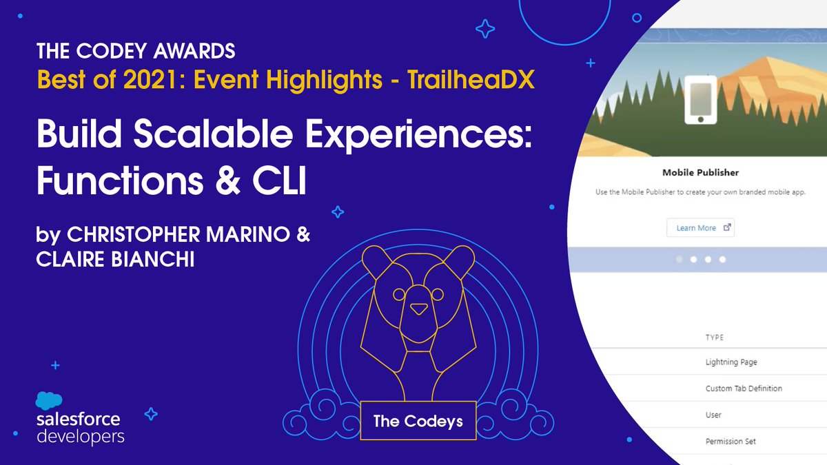 SalesforceDevs's tweet image. If you attended #TDX21 in-person or online, you know the event was full of exciting announcements and demos. 

This award goes to @ClaireSFDX and Chris Marino for their Salesforce Functions demo at TDX &apos;21! 

Watch the demo on Salesforce+: sforce.co/3trzjtC

#TheCodeys