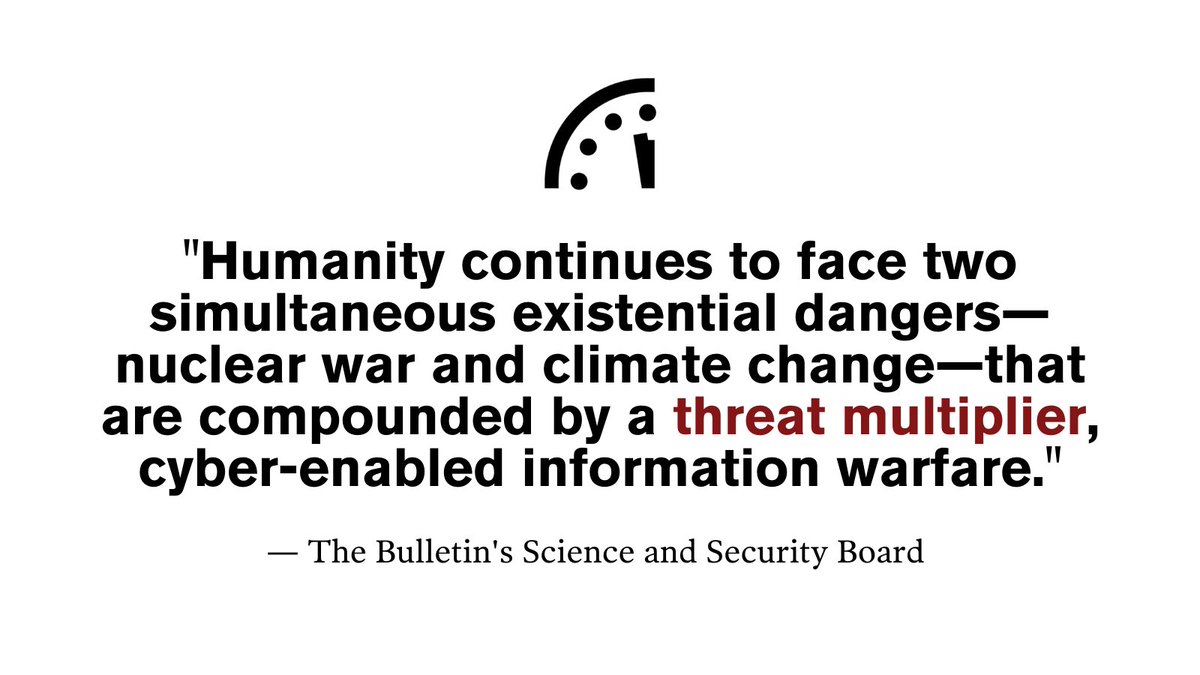 IT IS 100 SECONDS TO MIDNIGHT 

Read the 2022 #DoomsdayClock statement: ow.ly/ENCF50Hz43h