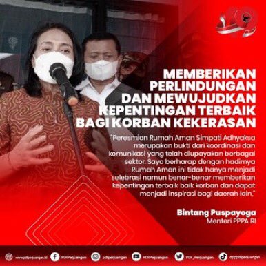 Menteri Pemberdayaan Perempuan dan Perlindungan Anak (Menteri PPPA), Bintang Puspayoga meresmikan Rumah Aman Simpati Adhyaksa Jatinangor di Kabupaten Sumedang, Jawa Barat.