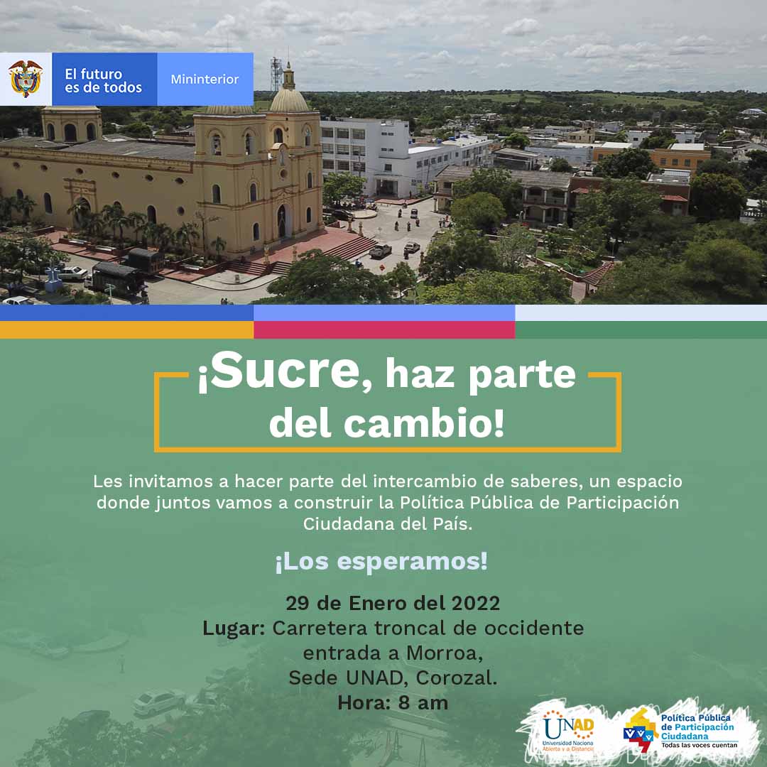 UniversidadUNAD's tweet photo. Manito arriba todos nuestros unadistas en Sucre 🙋‍♂️🙋
Si te interesan los temas relacionados con la participación ciudadana, haz parte de los espacios de intercambio de saberes el próximo 29 de enero en las instalaciones de la UNAD de la ciudad de Corozal👉 https://t.co/OcxAkwX15L https://t.co/1wO7HlQ6HA