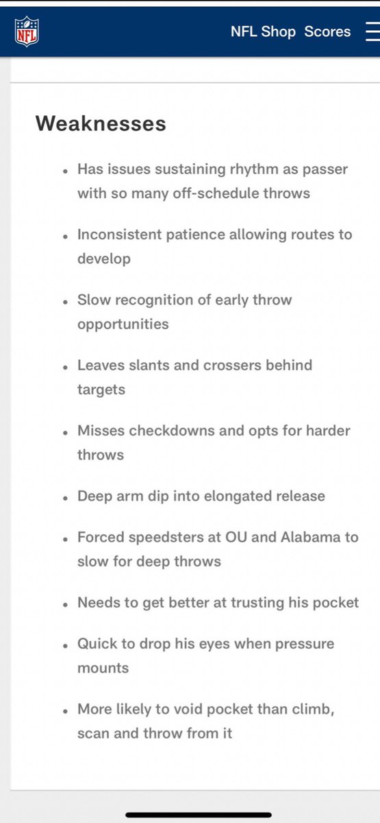 RT @Nelson81_: This was a scouting report of Jalen Hurts prior to the 2020 NFL draft. Where has he improved? https://t.co/k05xxbCMoi