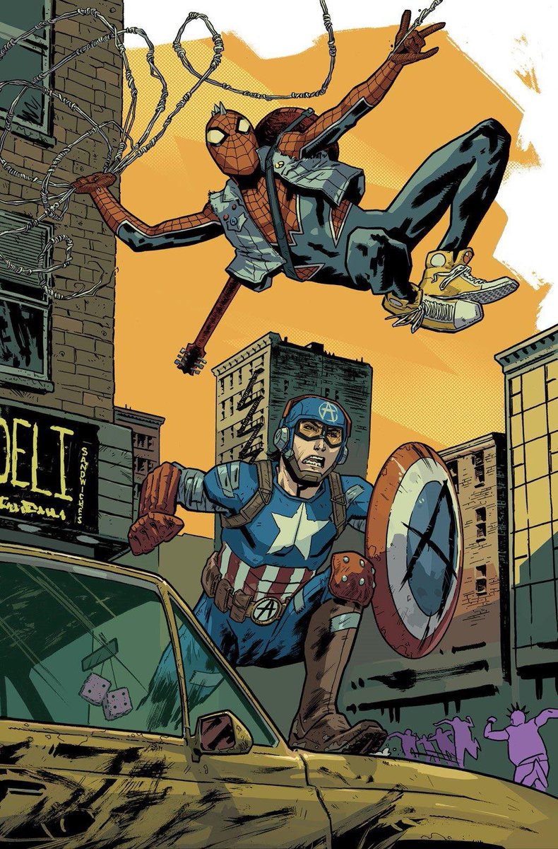 TorreVigilancia's tweet photo. #SpiderPunk ganhará uma nova HQ solo! Com lançamento para Abril de 2022, #OlivierCoipel e #AlejandroSánchez serão os encarregados da arte da capa principal, enquanto #MariaWolf, #MikeSpicer, #TakashiOkazaki e #RicoRenzi irão cuidar das variantes. https://t.co/W0SrxMRA7g