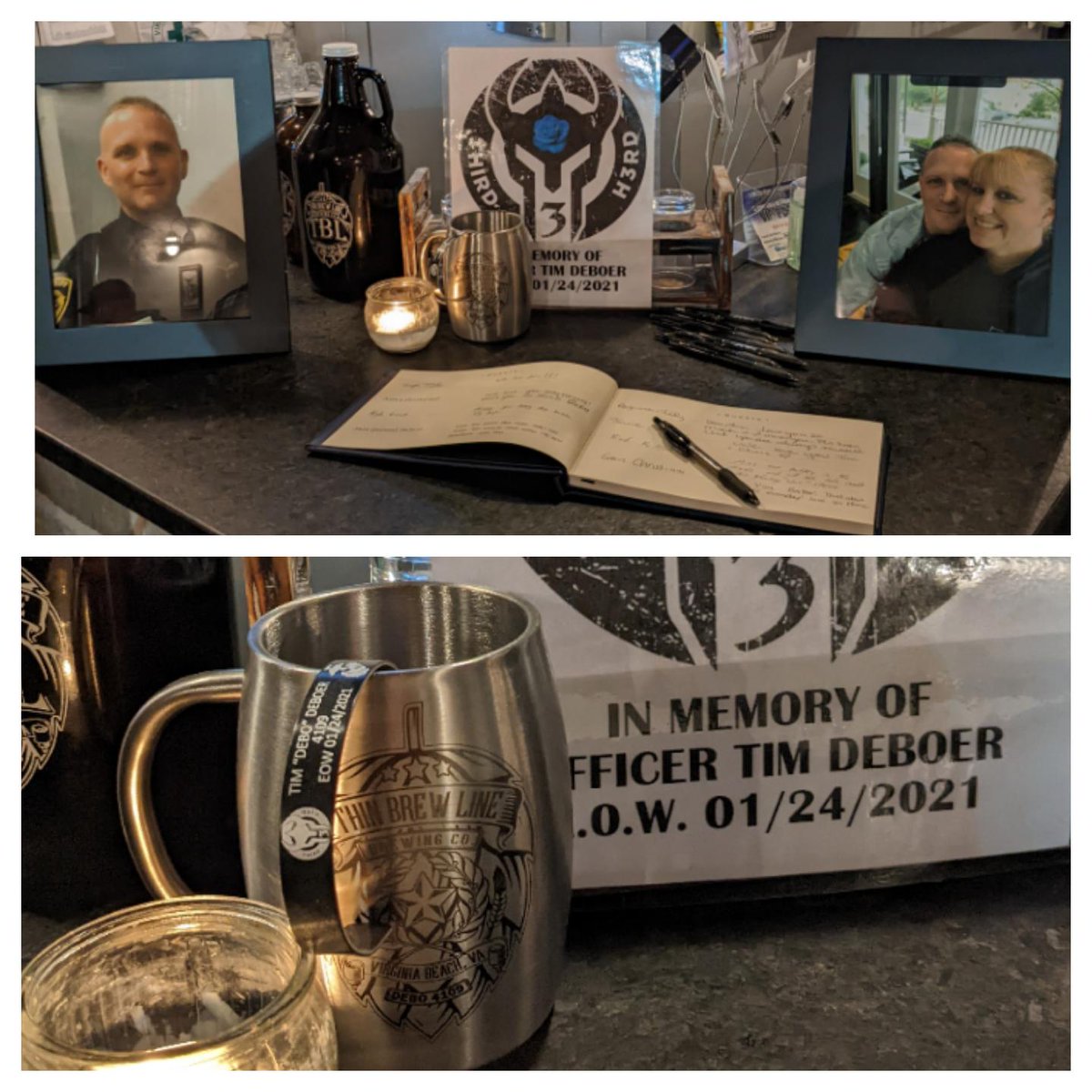 ThinBrewLineVA's tweet photo. Tonight we honor the life and service of Officer Tim Deboer. EOW 1/24/2021
#VBPD
#ThirdHerd https://t.co/dcMaN5RWuz